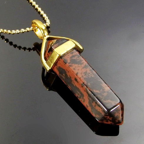Mahogany Obsidian Gemstone Pendant Necklace